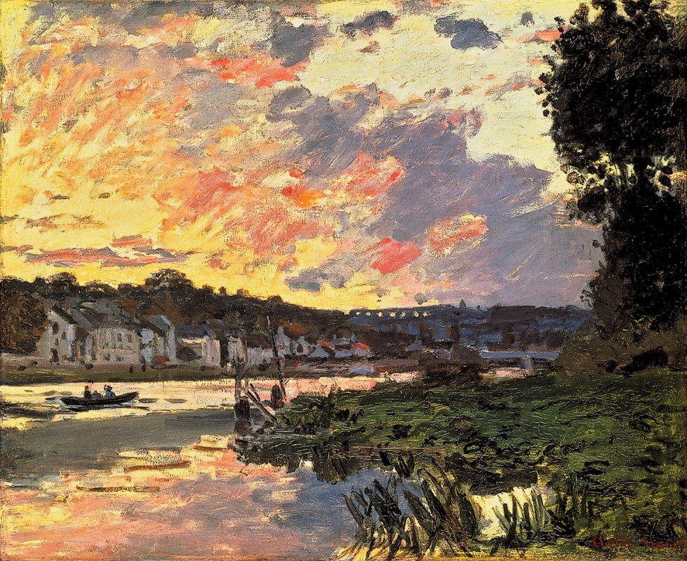 Claude Monet. The Seine at Bougival in the evening