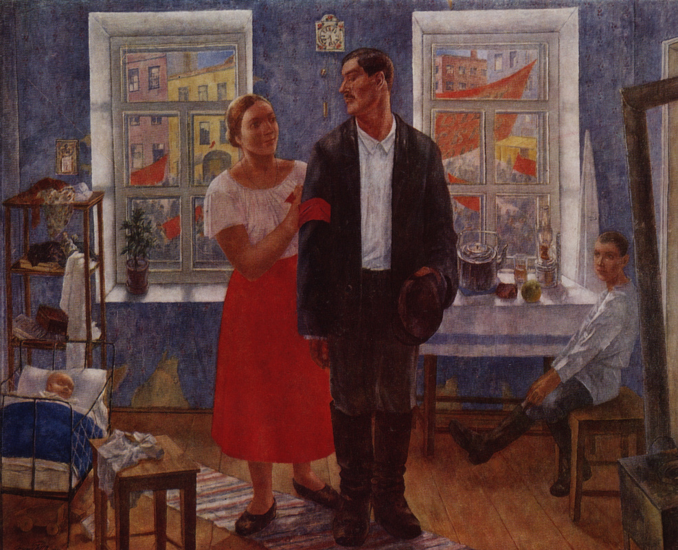 Kuzma Sergeevich Petrov-Vodkin. The first demonstration (Family working on the first anniversary of October)