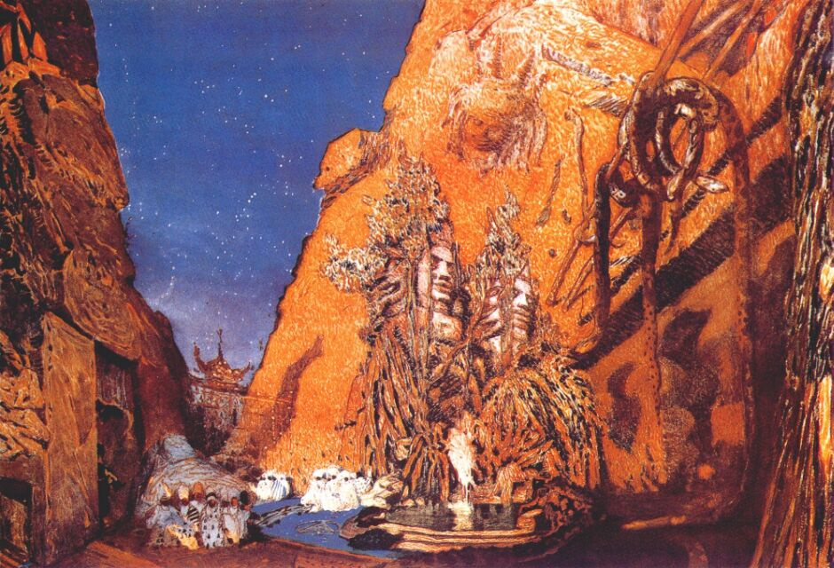 Lev (Leon) Bakst. Sketch of scenery for the ballet "Blue God"