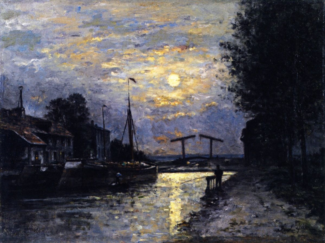 Stanislas Victor Eduard Lepin. The canal Saint-Denis, effect of moonlight