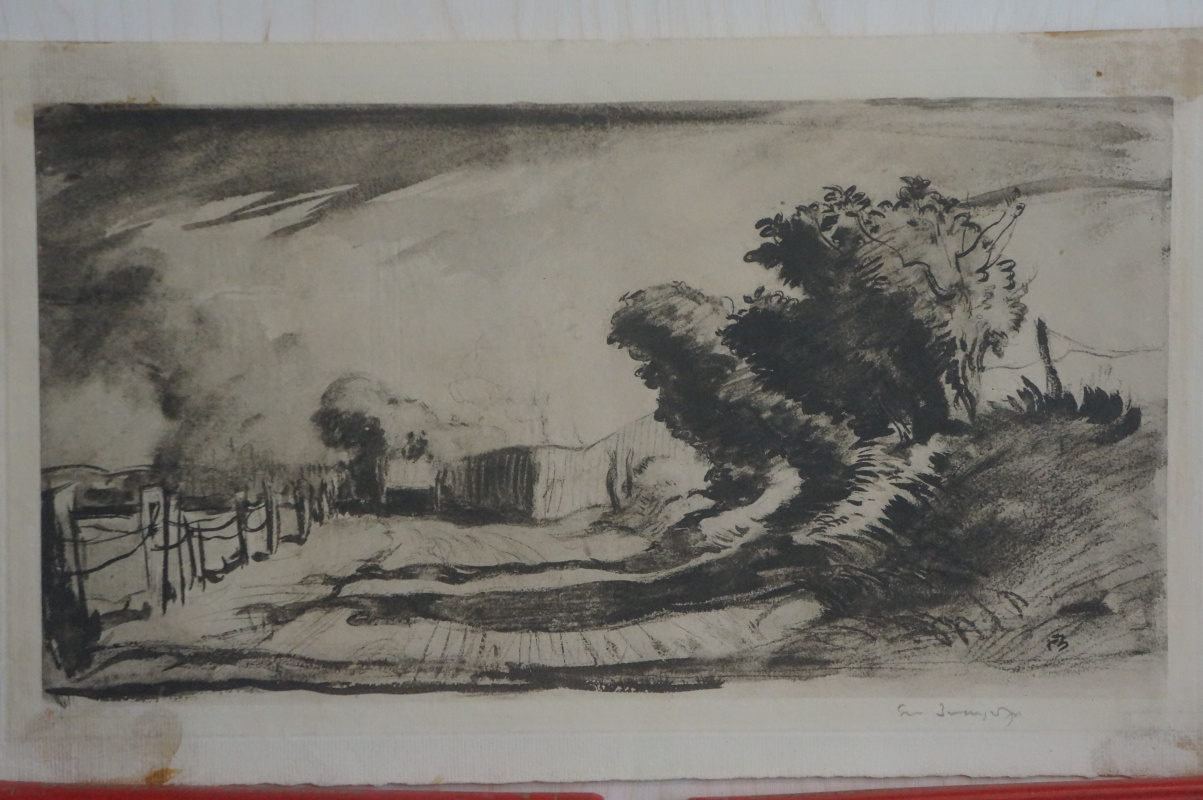 Frank William Brangwyn. Hammersmith, The Storm. Lithography. Signature author