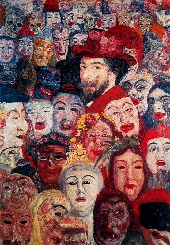 James Ensor. "Self-portrait with masks"