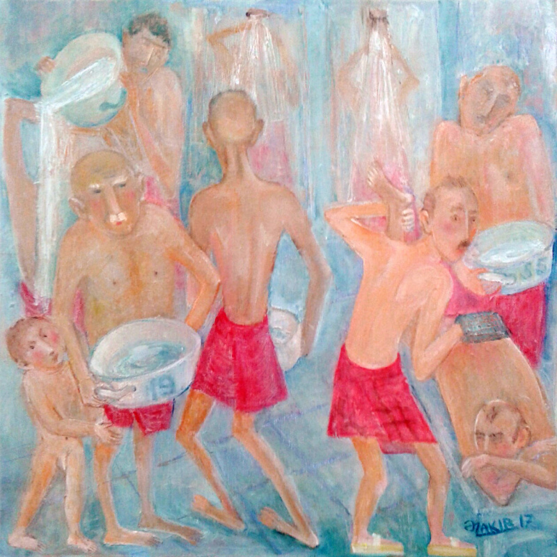 Zakir AHMED Ahmedov. .Turkish bath 2017year 40x40cm Original Painting Oil on Canvas2500$
