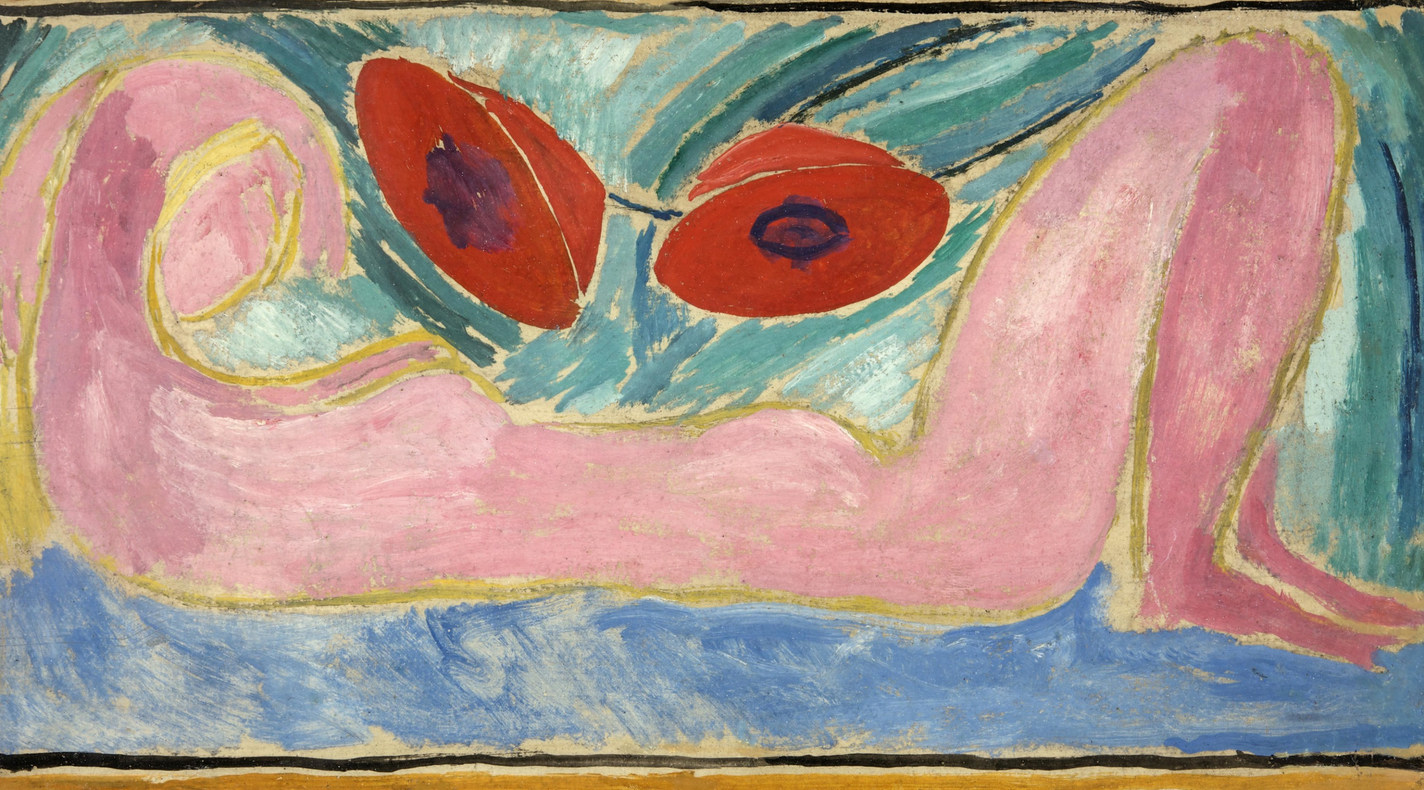 Vanessa Bell Nude with poppies, 1916, 42×23 cm: Description of the artwork  | Arthive