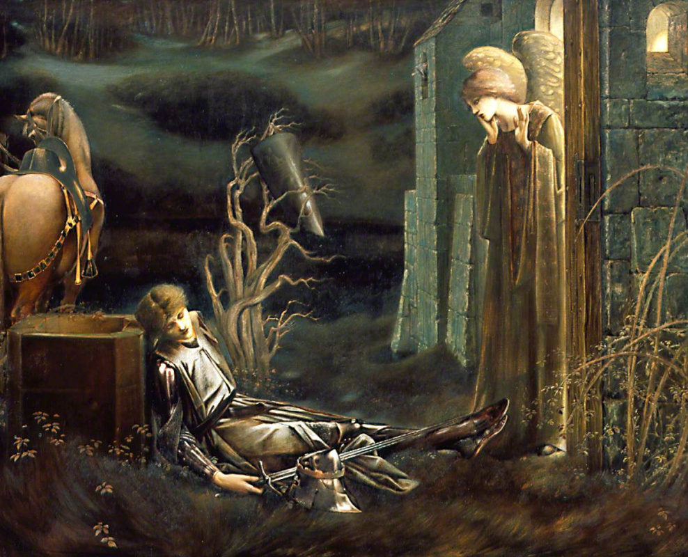 Edward Coley Burne-Jones. Lancelot in the Holy Grail Chapel