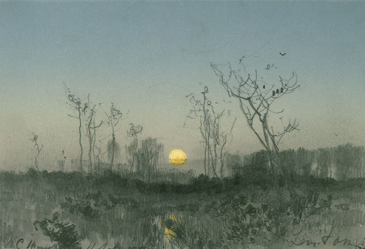 Isaac Levitan. Landscape with moon