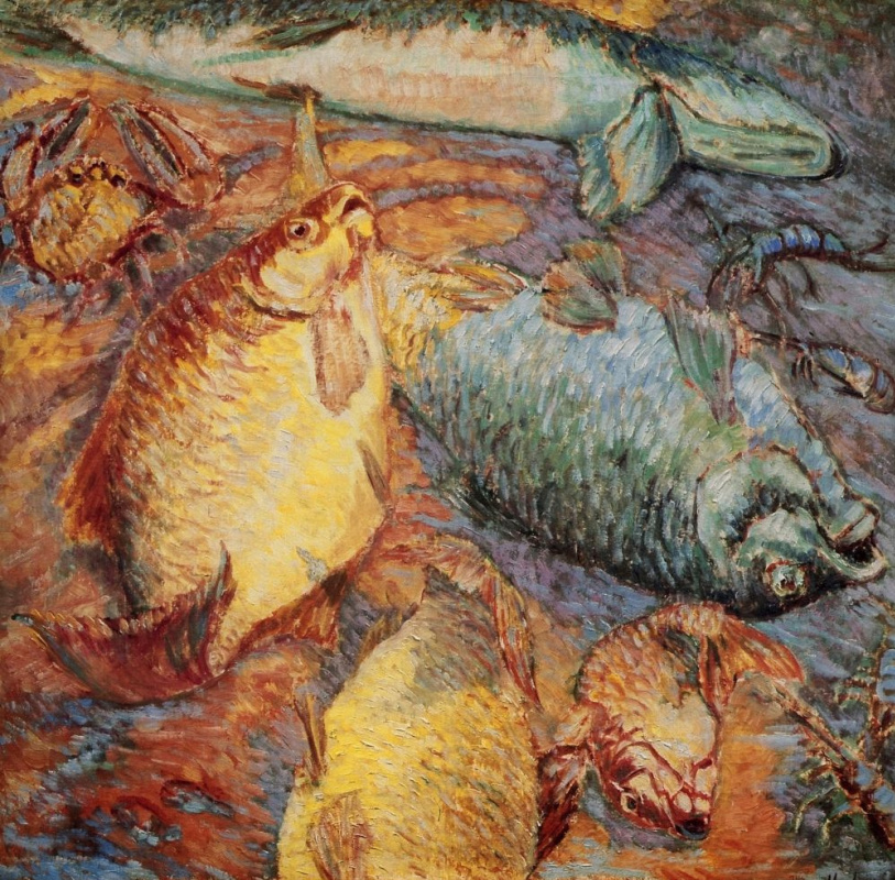 Mikhail Larionov. Fishes at the setting sun