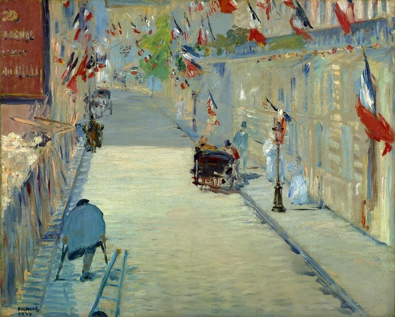 Edouard Manet. Monier Straße mit Fahnen