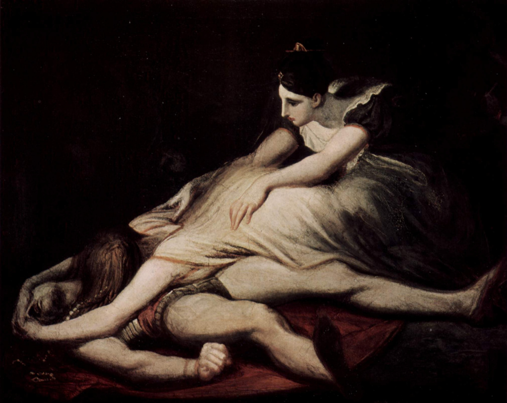 Johann Heinrich Fuessli. Krimhilda [02] embraces the dead Siegfried