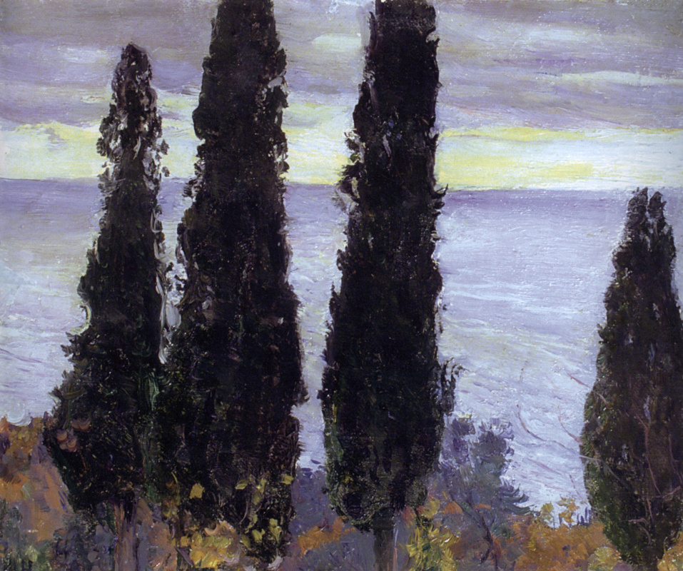 Mikhail Vasilyevich Nesterov. Cypress trees by the sea. Etude