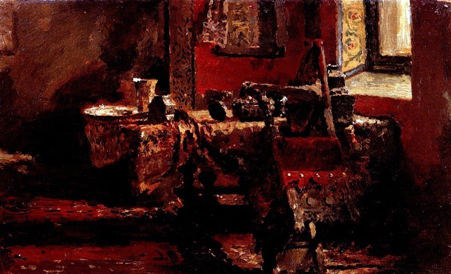 Ilya Efimovich Repin. Interior. A sketch for the painting "Ivan the terrible and his son Ivan on 16 November 1581"