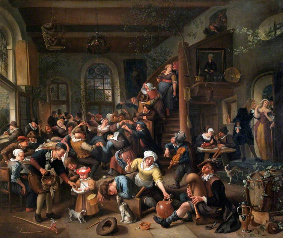 Jan Steen. "Egg dance". Fun at the hotel