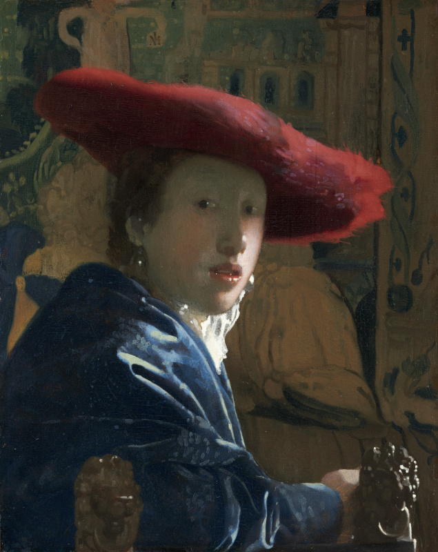 Jan Vermeer. A woman in a red hat