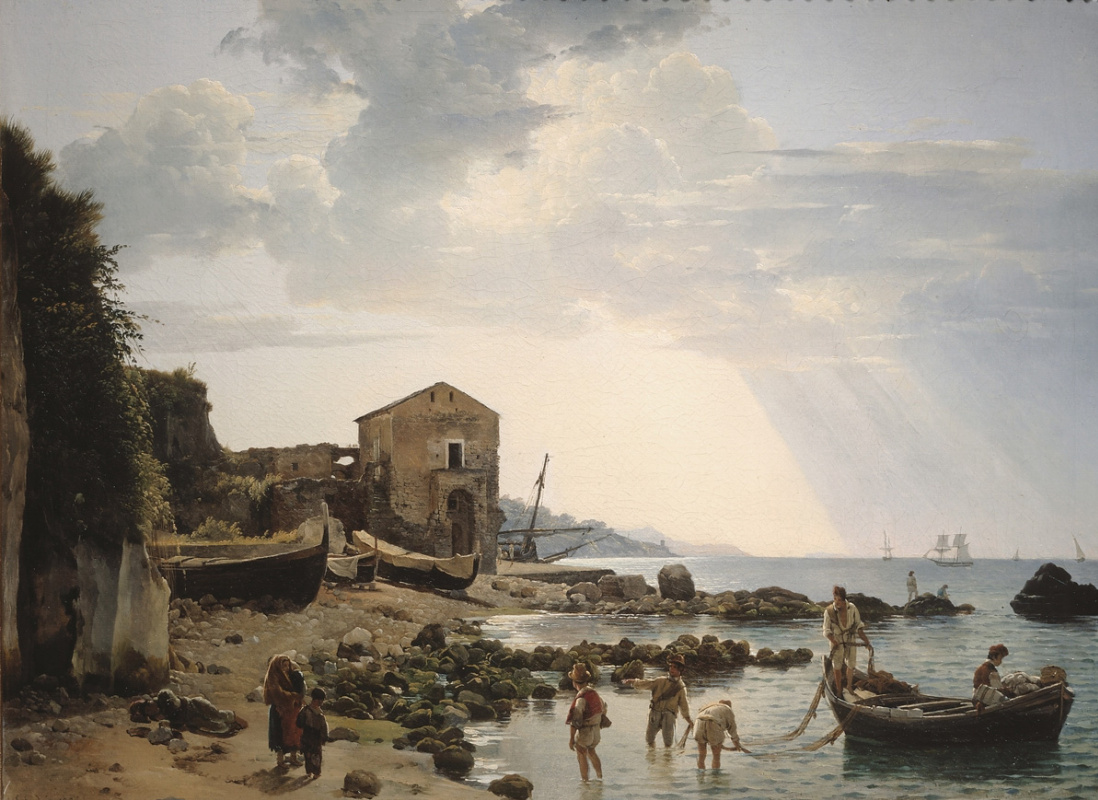 Sylvester Feodosievich Shchedrin. A small harbour in Sorrento overlooking the Islands of Ischia and Procida