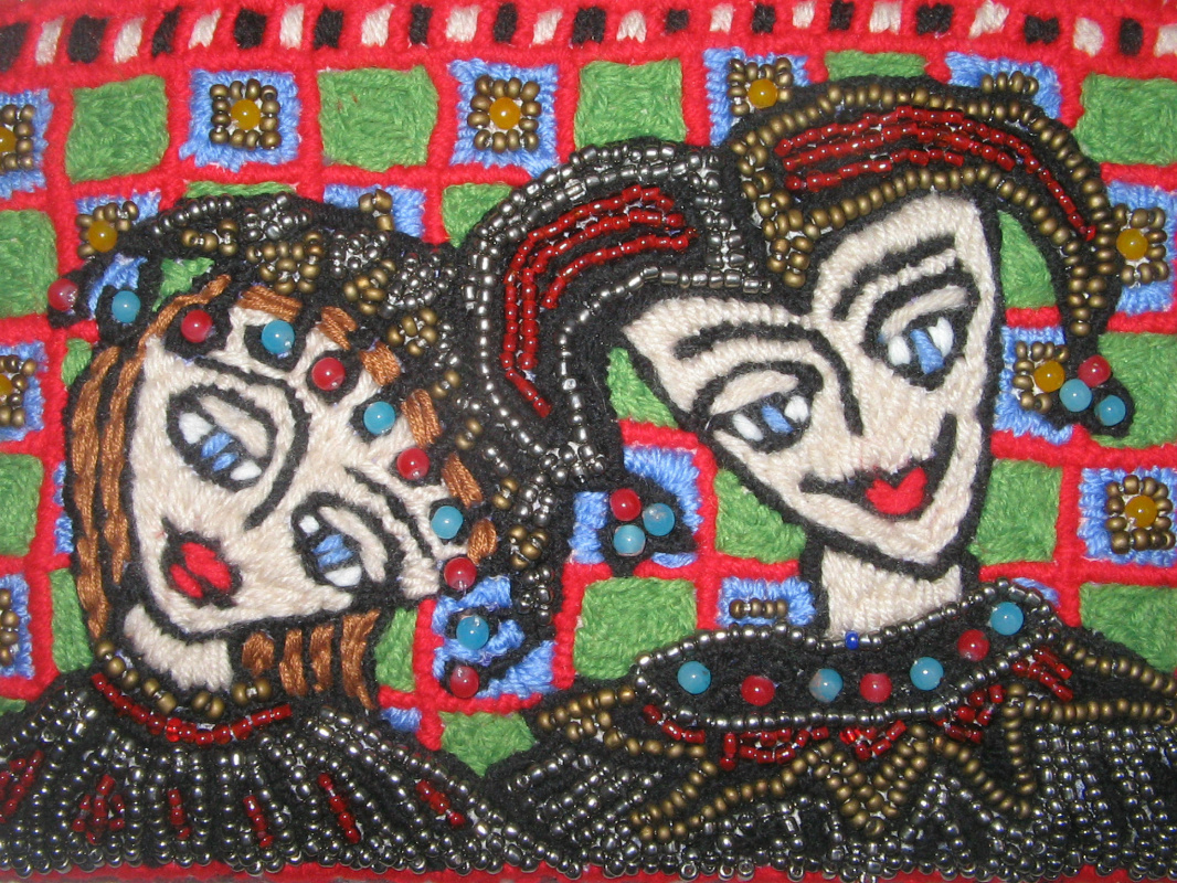 Theater art handbag "Harlequin and Columbine"