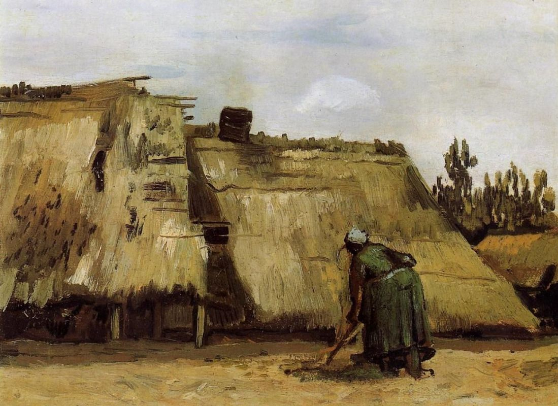 Vincent van Gogh. Peasant woman digging in front of his house