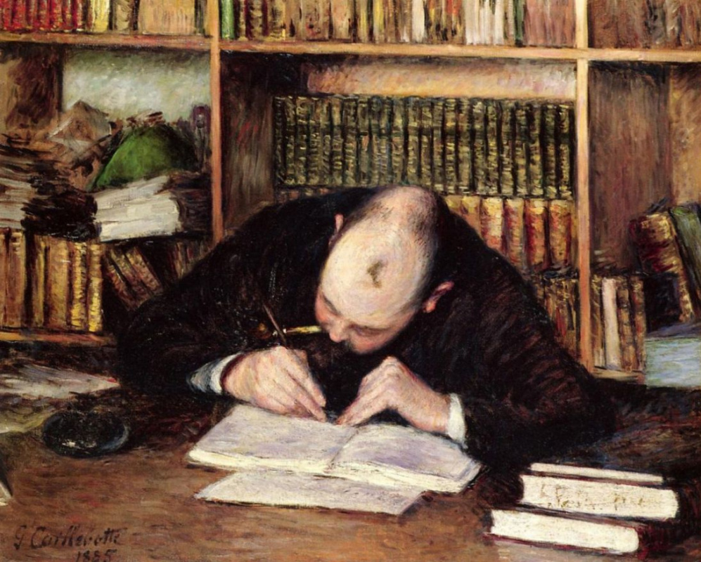 Gustave Caillebotte. Portrait of a man writing in his study