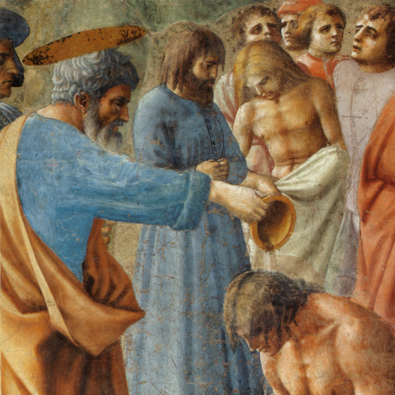 Tommaso masaccio. Brancacci Chapel. Neophyte baptism. Fragment