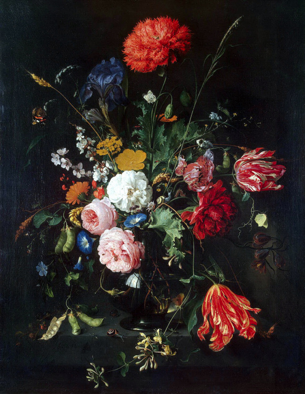 Jan Davids de Hem. Flowers in a vase