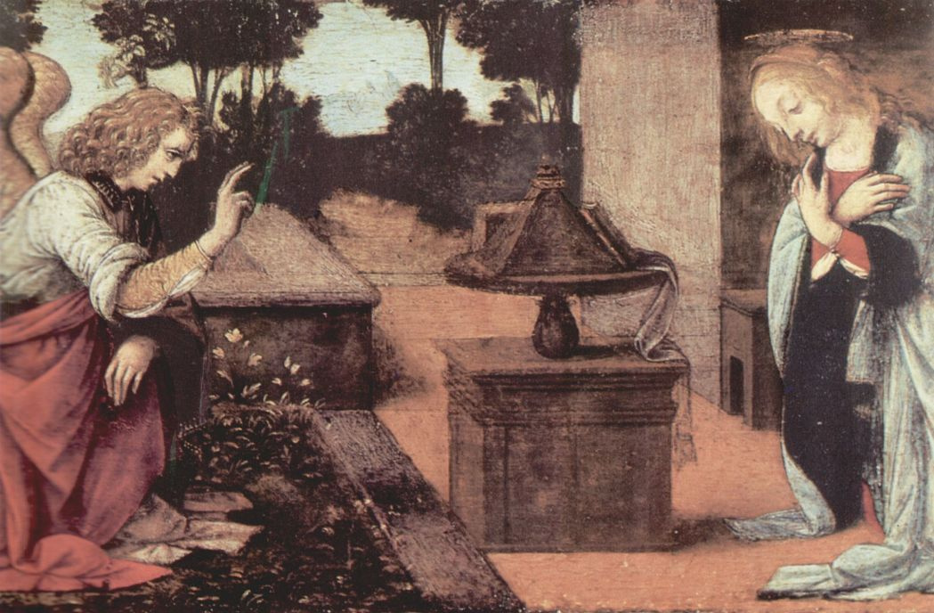 Leonardo da Vinci. The Annunciation (detail)