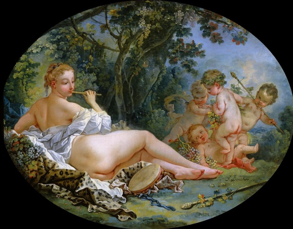 Francois Boucher. Bacchante playing the flute