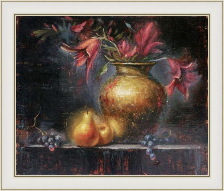 Still life with lilies and pears