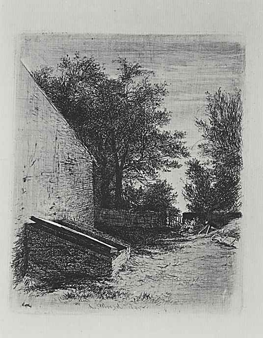 Adolf Friedrich Erdmann von Menzel. A series of "Experiments in etching" [17], a Yard with a cesspool, the first state