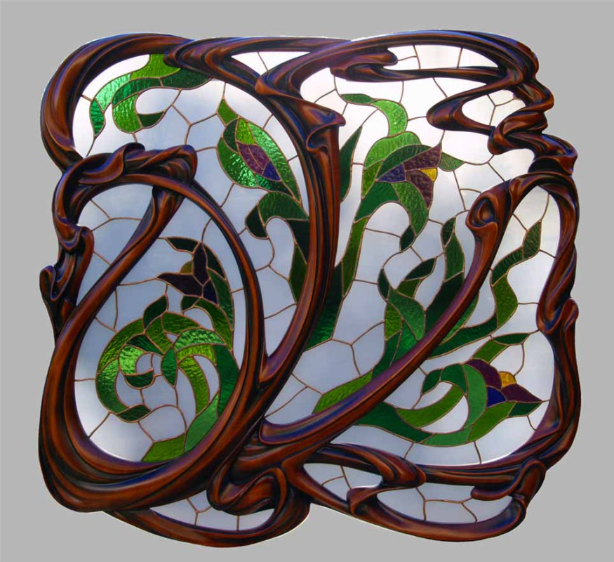 Alexander Mamnev. Stained glass tiffany, niche with lighting