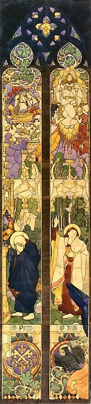 Jozef Mehoffer. Saints Peter and John, sketch for stained glass "Apostles" in the Cathedral of Fribourg