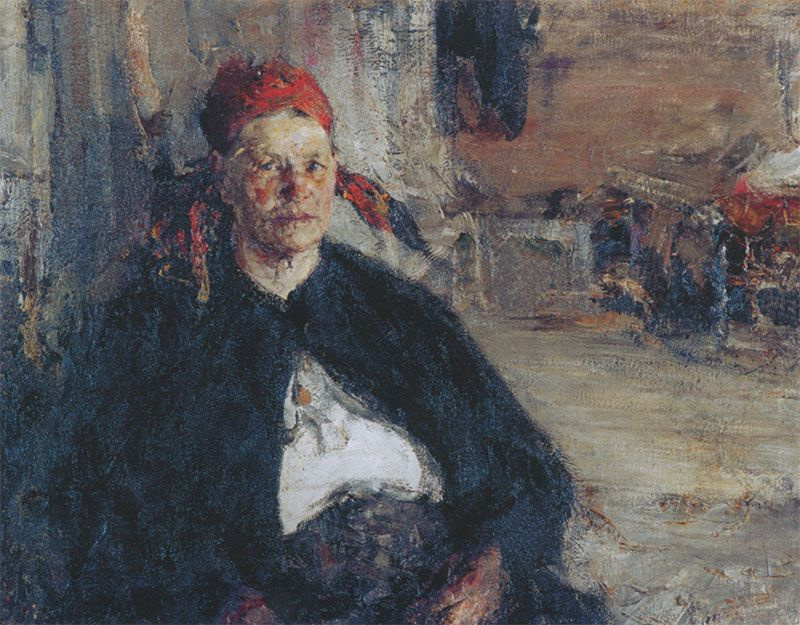 Nikolay Ivanovich Feshin. Baba sul petto