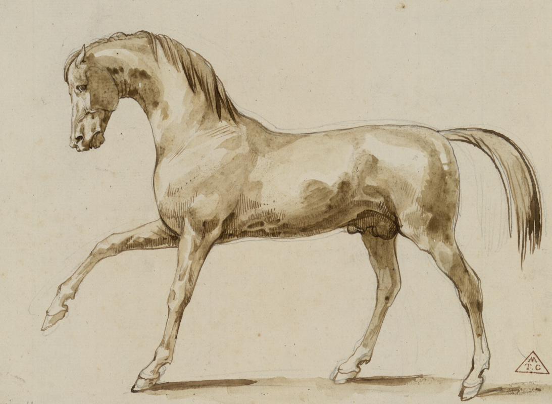 Théodore Géricault. Prancing horse. Sketch