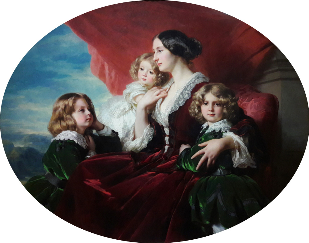 Franz Xaver Winterhalter. Eliza Branicka, Countess of Krasinska, with their children: daughter Mary and sons Sigmund and Vladislav