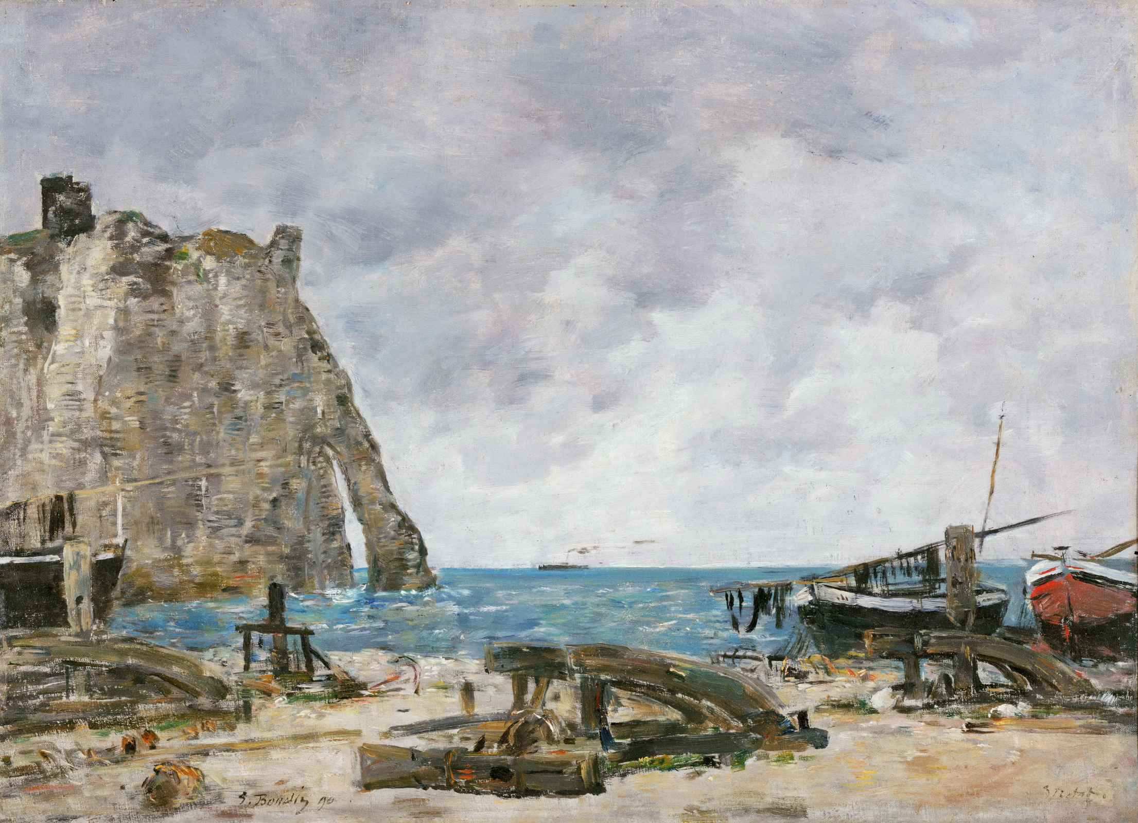 Eugene Boudin Beach at Étretat, 1890, 55×40 cm: Description