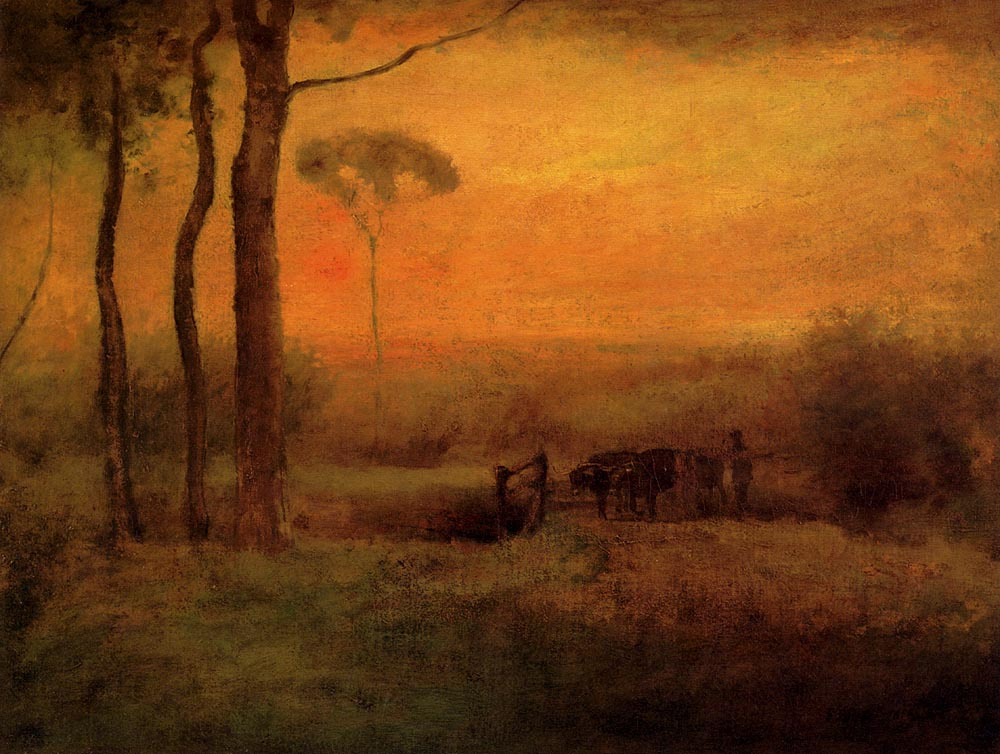 George Innes. Pastoral landscape at sunset