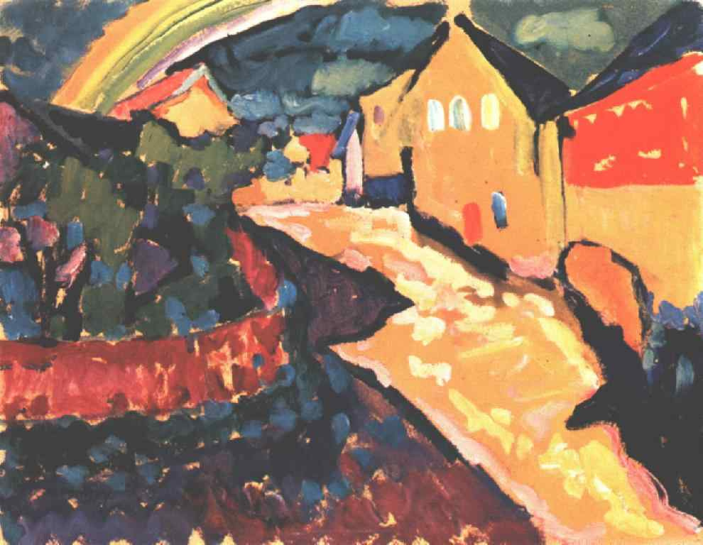 Wassily Kandinsky. Landscape with rainbow in Murnau
