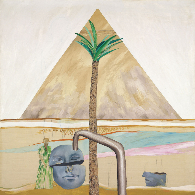 David Hockney. The great pyramid at Giza with broken head from Thebes