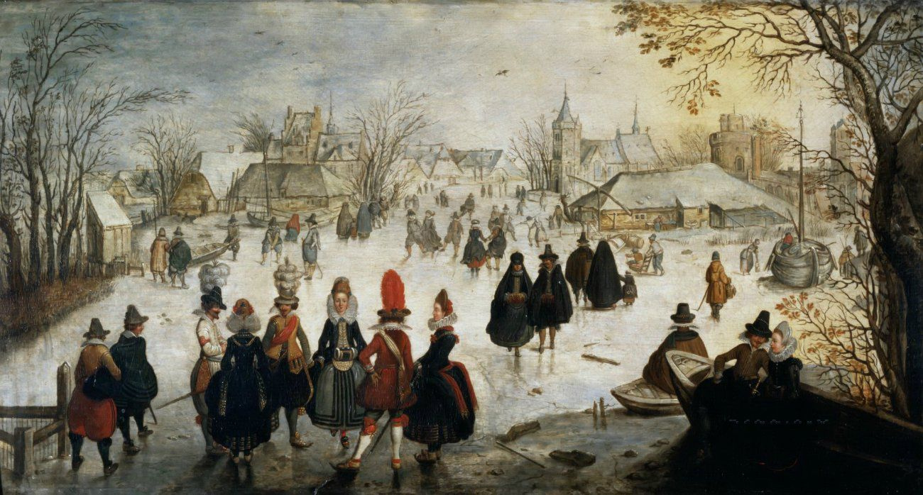 Adam van Breen. Winter landscape with skaters