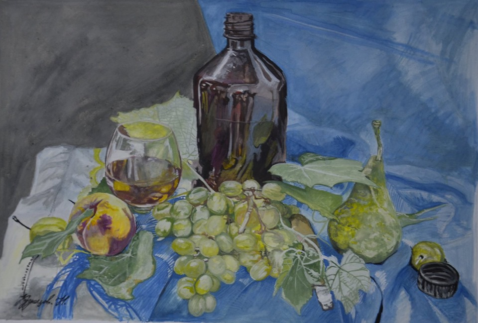 Kuznetsov.N. Fruit and a bottle.