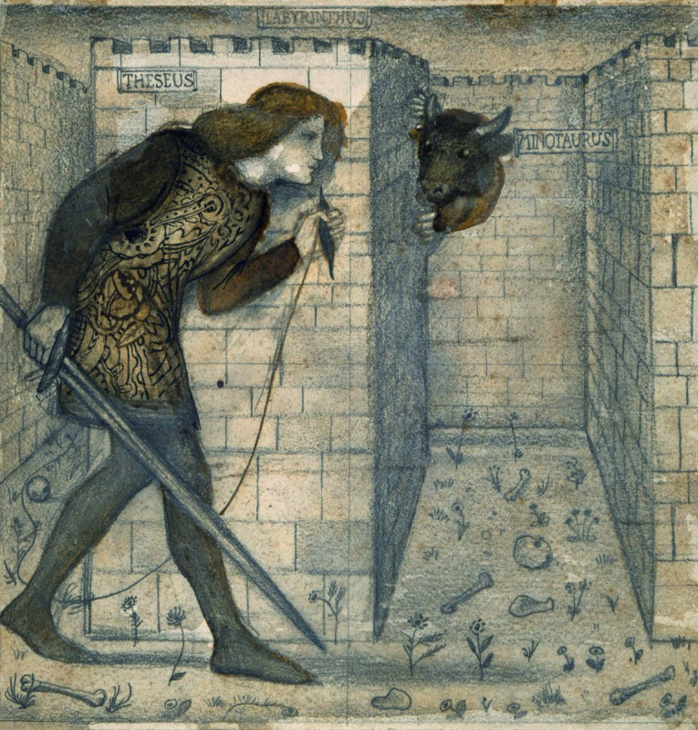 Edward Coley Burne-Jones. Theseus and the Minotaur in the Maze