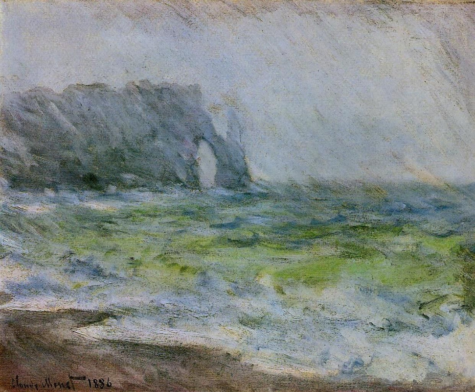 Claude Monet. Manneport, Etretat. Rain