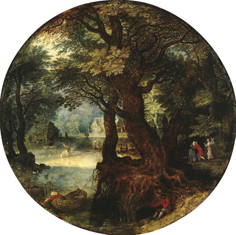 Jan Brueghel the Younger. Landscape. Farewell Tobias with his mother