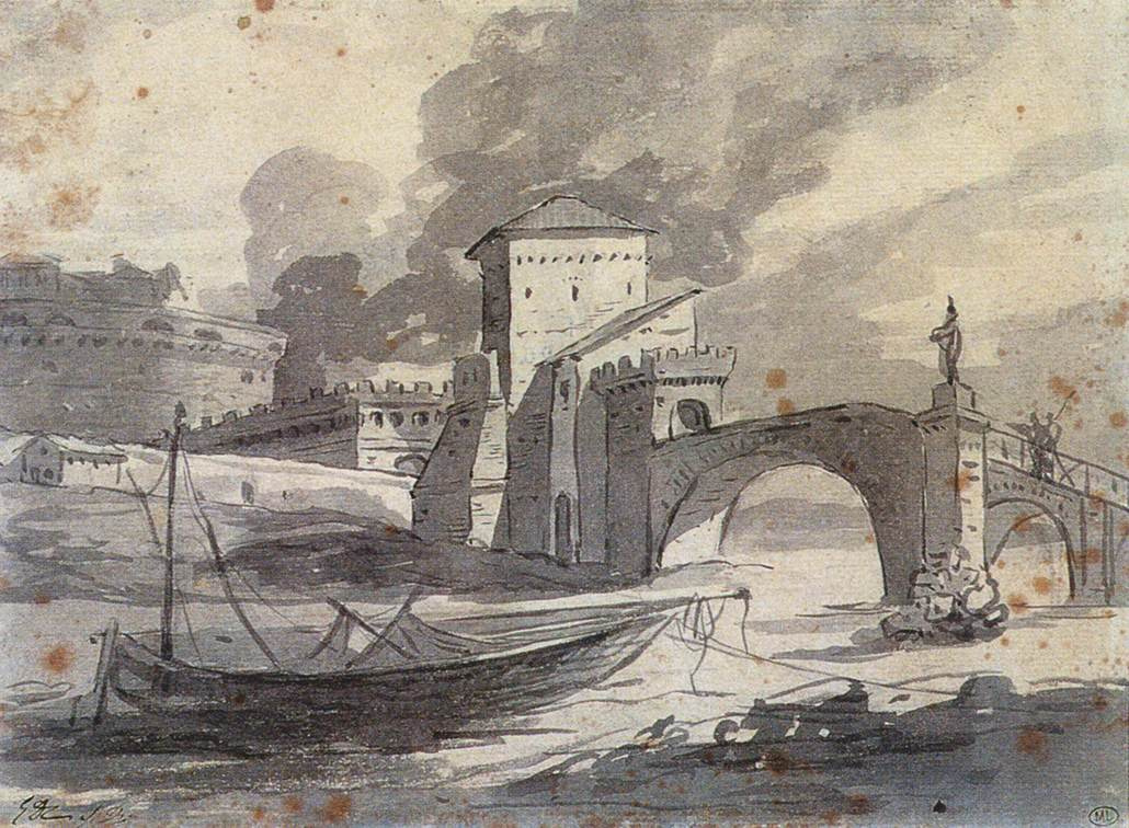 Jacques-Louis David. View of the Tiber and Castel Sant'angelo