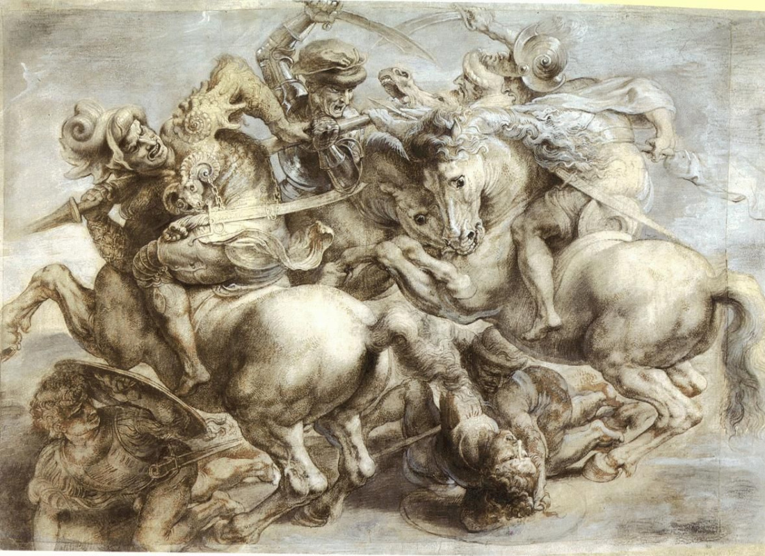 Peter Paul Rubens. 莱昂纳多达芬奇失落的壁画复制品“安吉亚里之战”