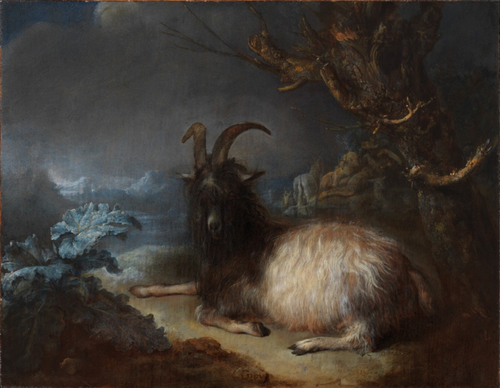 Gerrit (Gerard) Dow. A goat in a landscape