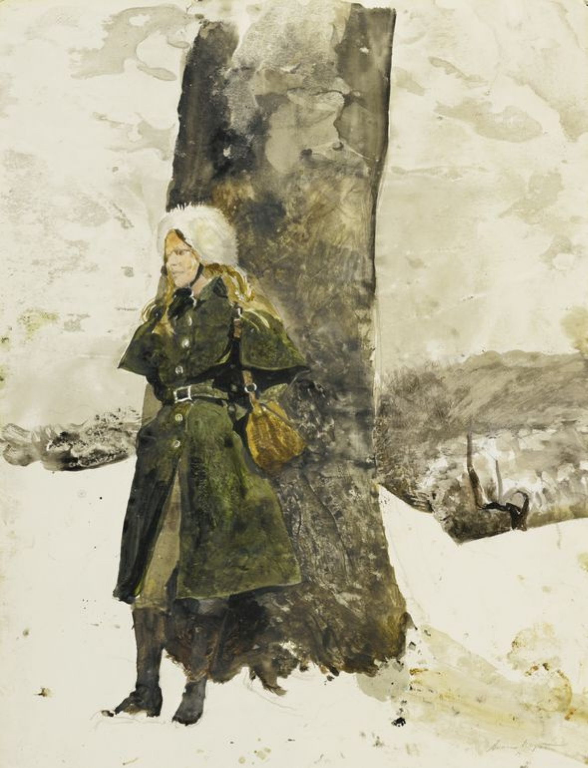 Andrew Wyeth. In the garden (Helga in the garden)