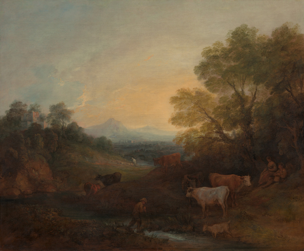 Thomas Gainsborough. Landscape with a stream and a herd of