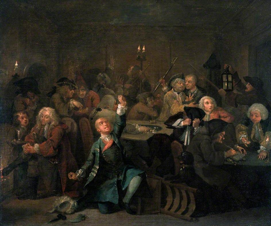 William Hogarth. Mota's career. Gambling house