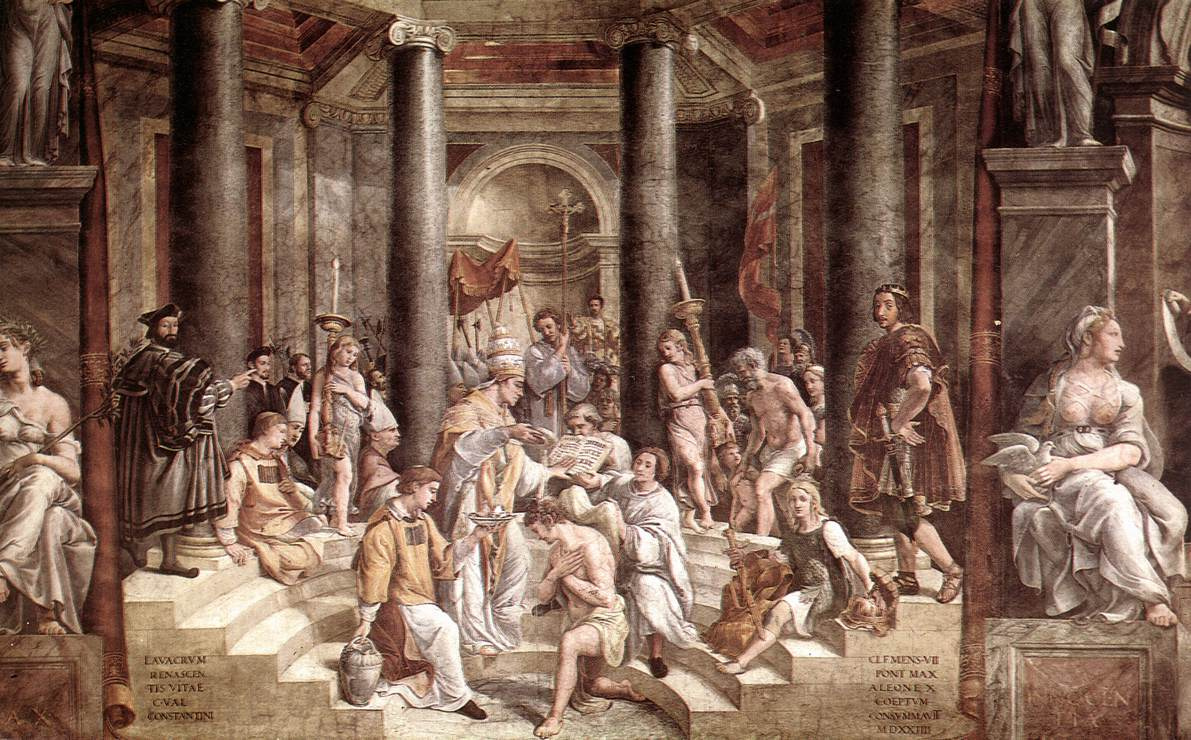 Raphael Santi. The Baptism Of Constantine. Fresco the hall of Constantine Palace of the Pope in the Vatican