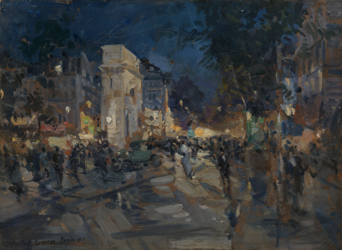 Konstantin Korovin. Gates of Saint-Martin at night, Paris