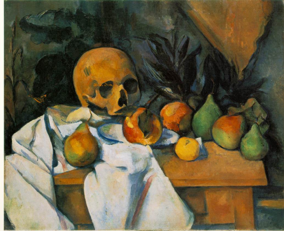 Paul Cezanne. 静物与头骨